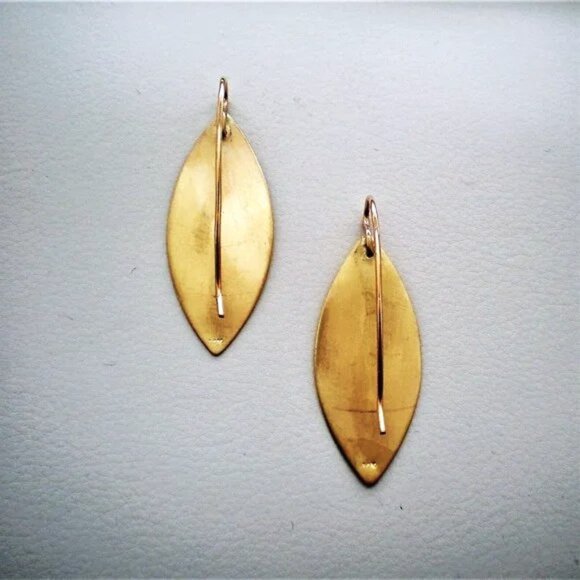 Vintage LARGE HEAVY 1 11/16" LONG 14K Yellow Gold Dangle Drop Pierced EARRINGS - Picture 5 of 7